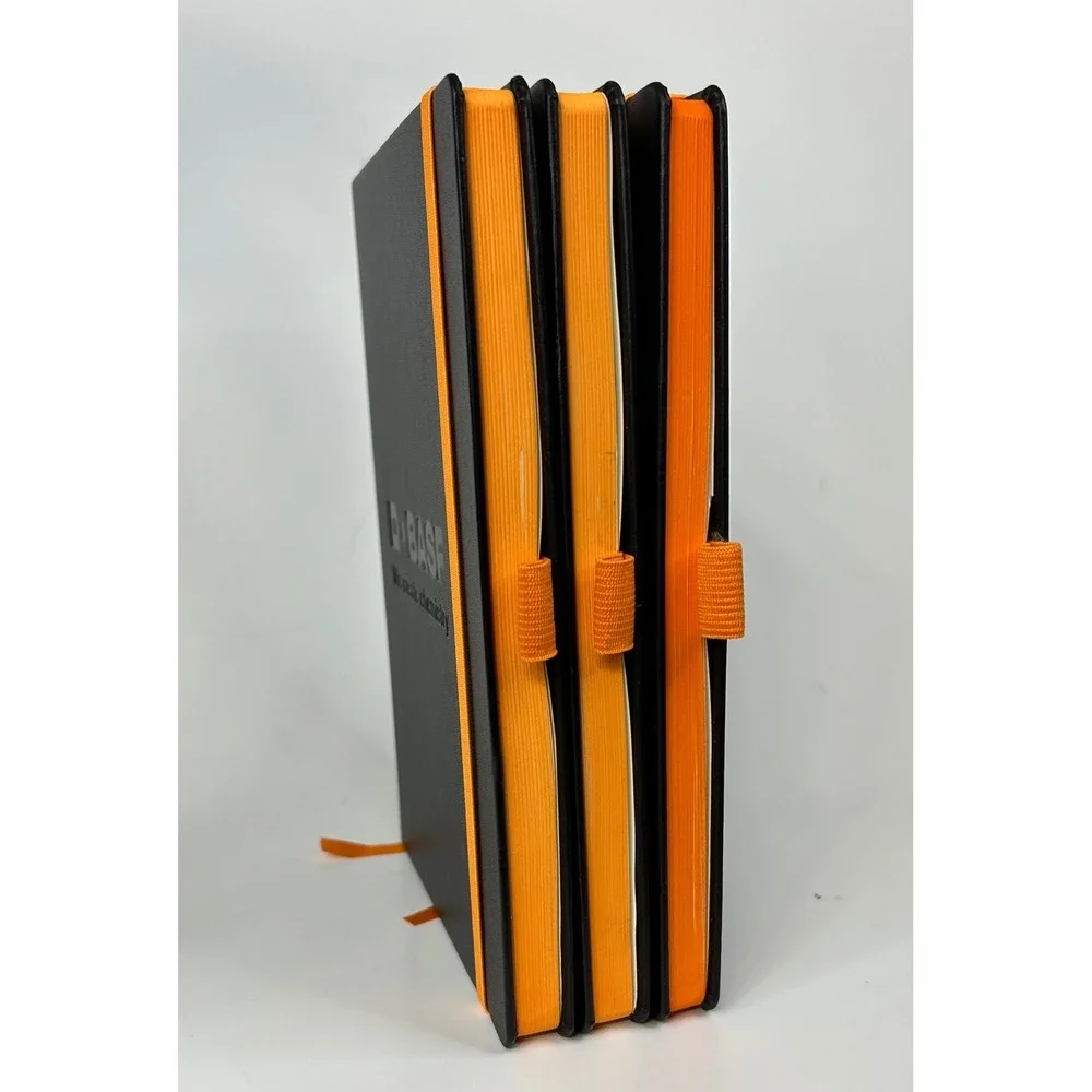 BASF Black Orange Faux Leather Hardcover Lined Journals Notebooks Lot of 3